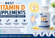 Best Vitamin D Supplements (2026): Expert-Tested Buying Guide That Actually Helps You Choose Medical-themed infographic showing the best vitamin D supplements with vitamin D3 bottle, bone health illustration, immunity support icons, and supplement benefits.